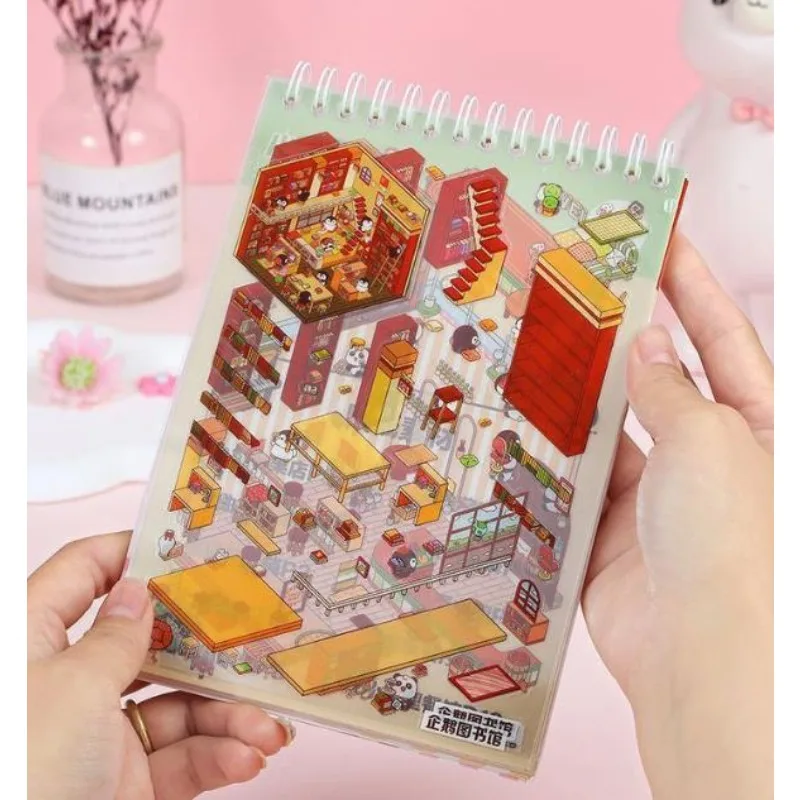 

Новая горячая книга с 3D мультяшными наклейками | Детская сцена «сделай сам», креативный подарок, портативная книга-наклейка для поделок на день рождения и Рождество