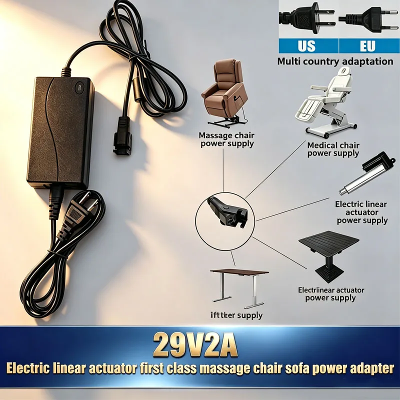AC DC Power Adapter Supply 29V 2A For Recliner Sofa Chair Charger SwitchingTransformer For OKIN LlKE Limoss Overload Protection