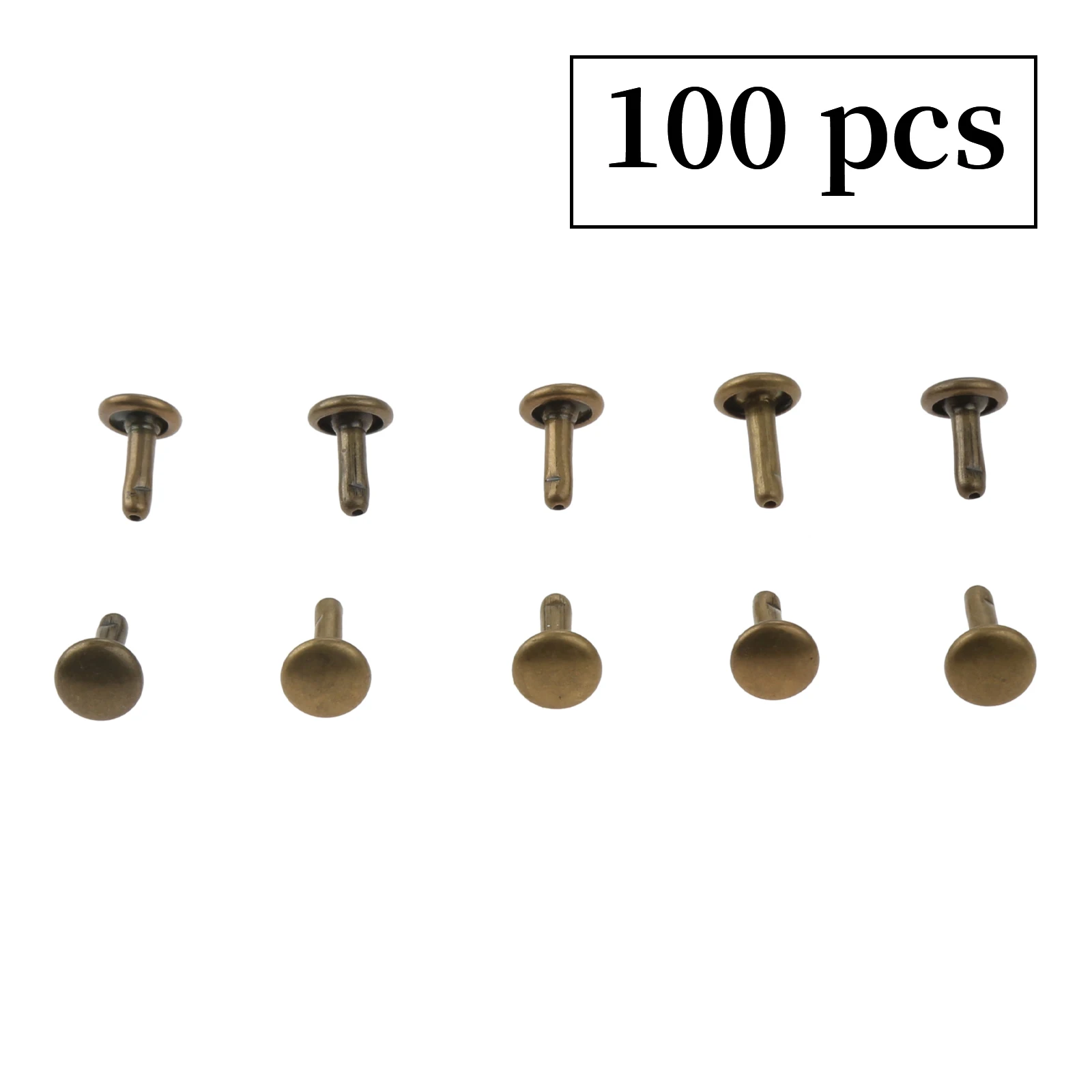 100 sztuk podwójna czapka nity metalowe Antique Bronze 6mm/0.24 Cal 2-dwustronne okrągłe ćwieki skóra ręcznie robiona torba buty z paskiem odzież