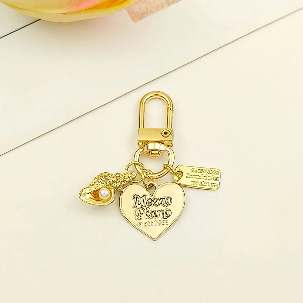 Pearl Shell Heart Letter Keychain For Women Girls Car Bag Key Chains Cute Gold Color Key Rings Jewelry Key Accessories image 4