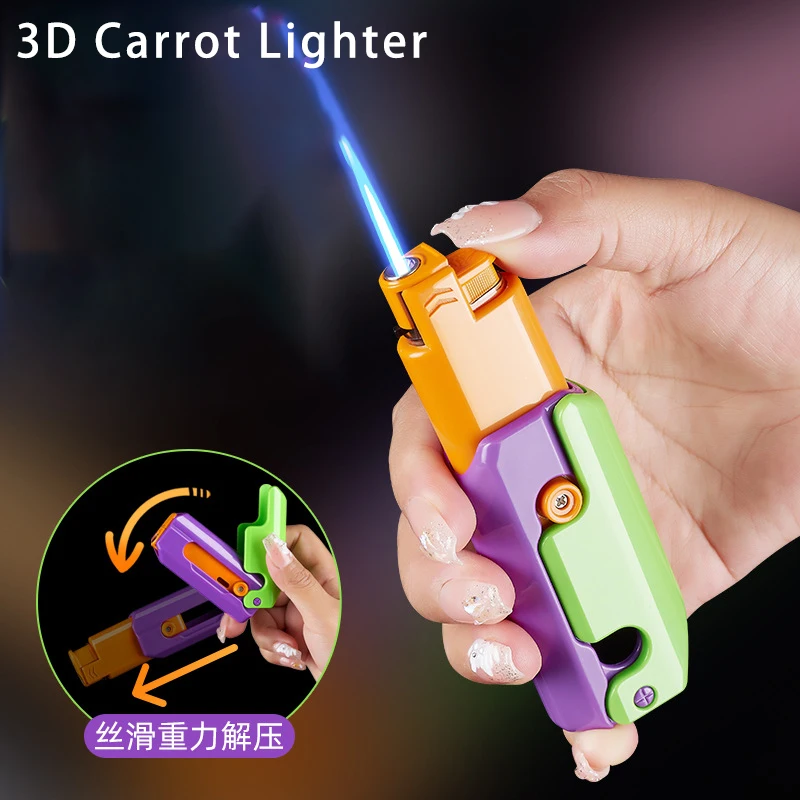 Fun Gravity Radish Decompression Hot selling Inflatable Blue Flame Lighter with High Quality Windproof Direct Charge Lighter