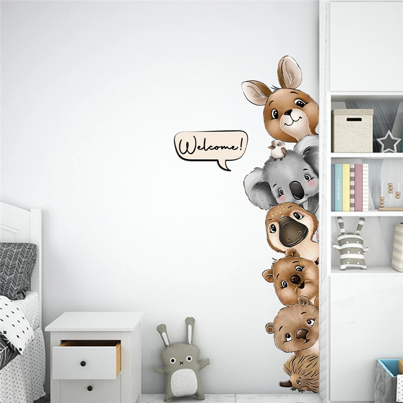 Funny Rabbit Elephant Wall Stickers For Kids Bedroom Decoration Diy Cartoon Animals Mural Art Home Decals Pvc Poster
