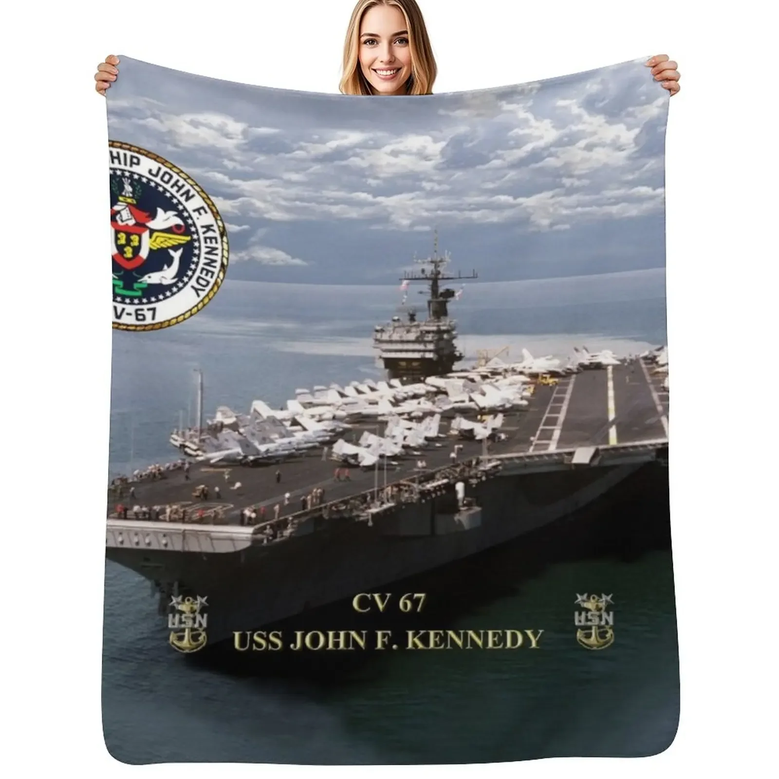 

CV-67 USS John F. Kennedy Throw Blanket Tourist Sofa Throw Stuffeds Blanket