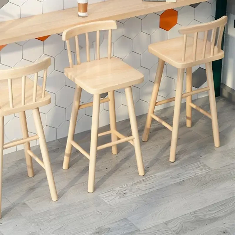 Luxury Bar Banks Furniture Stool Step Wooden Chair Antique Home High Kitchen Mid-century Salon Chair Cafe Gamer Chair Design