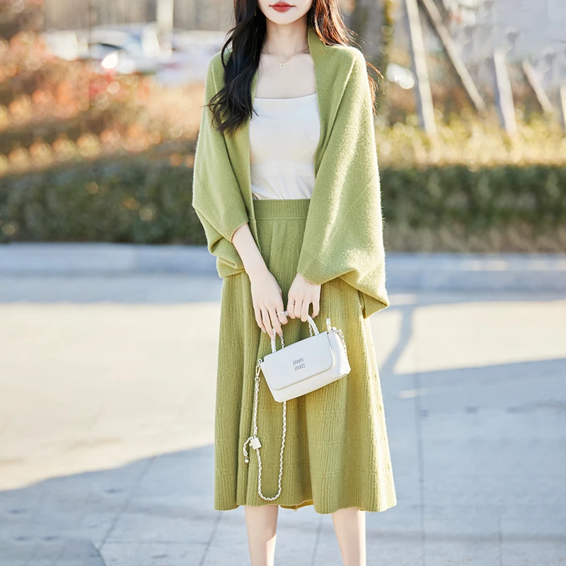 100% メリノウールファッションウールスカートパラソルスカート快適でソフトな痩身無地スカート