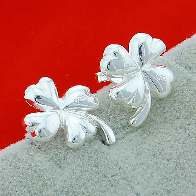 925 Sterling Silver Four-leaf Clover Earrings Stud Earrings Anniversary Gift Popular Fashion Romantic Jewelry