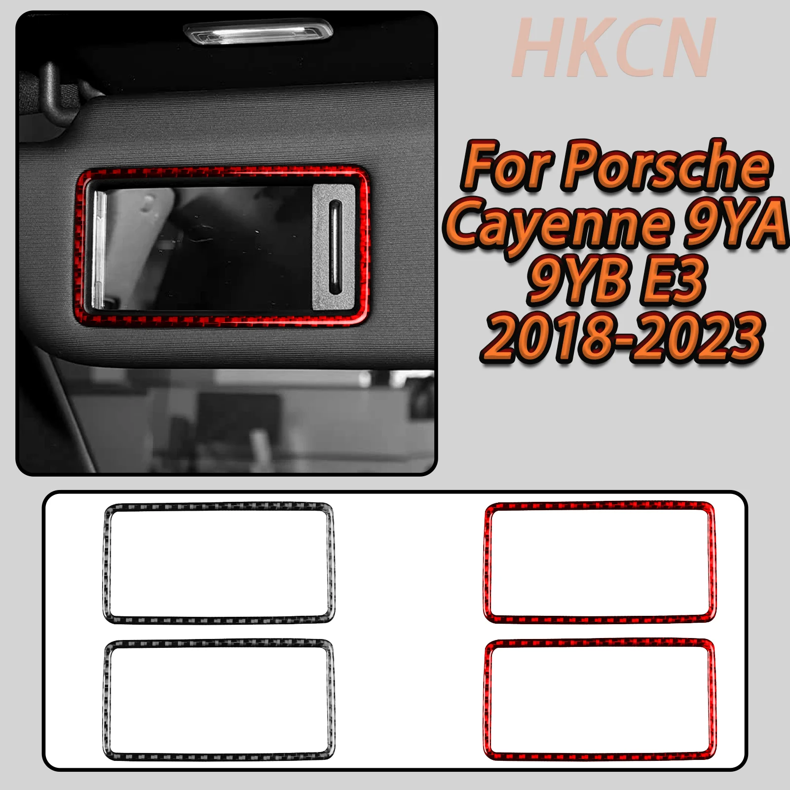 For Porsche Cayenne E3 9YA 9YB 2018-2023 Sun Visor Vanity Mirror Panel Frame Decorative Carbon Fiber Interior Accessory Sticker