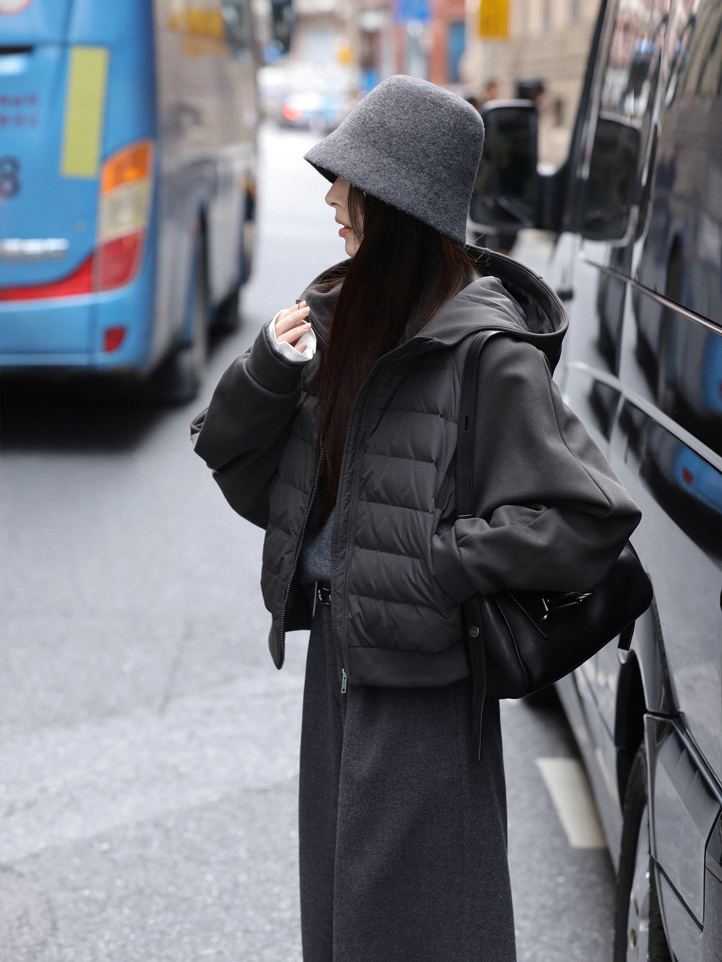 

Aboutpoem ort Padded Jaet Women's Knitted Du down Coat with Hood Traceable Origin Comfortable 90 White Du down Filling