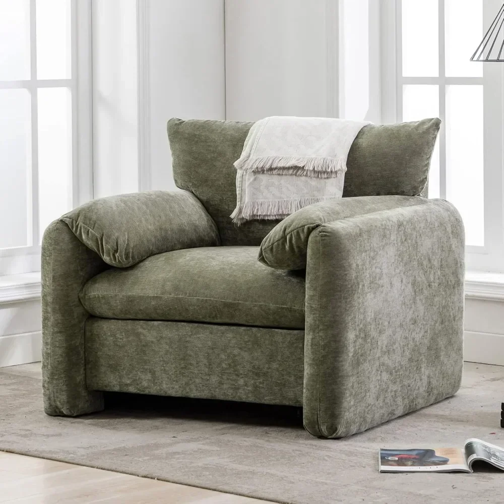 Modern style single sofa, 38.6 inches wide, providing comfortable seating for living room and bedroom, green