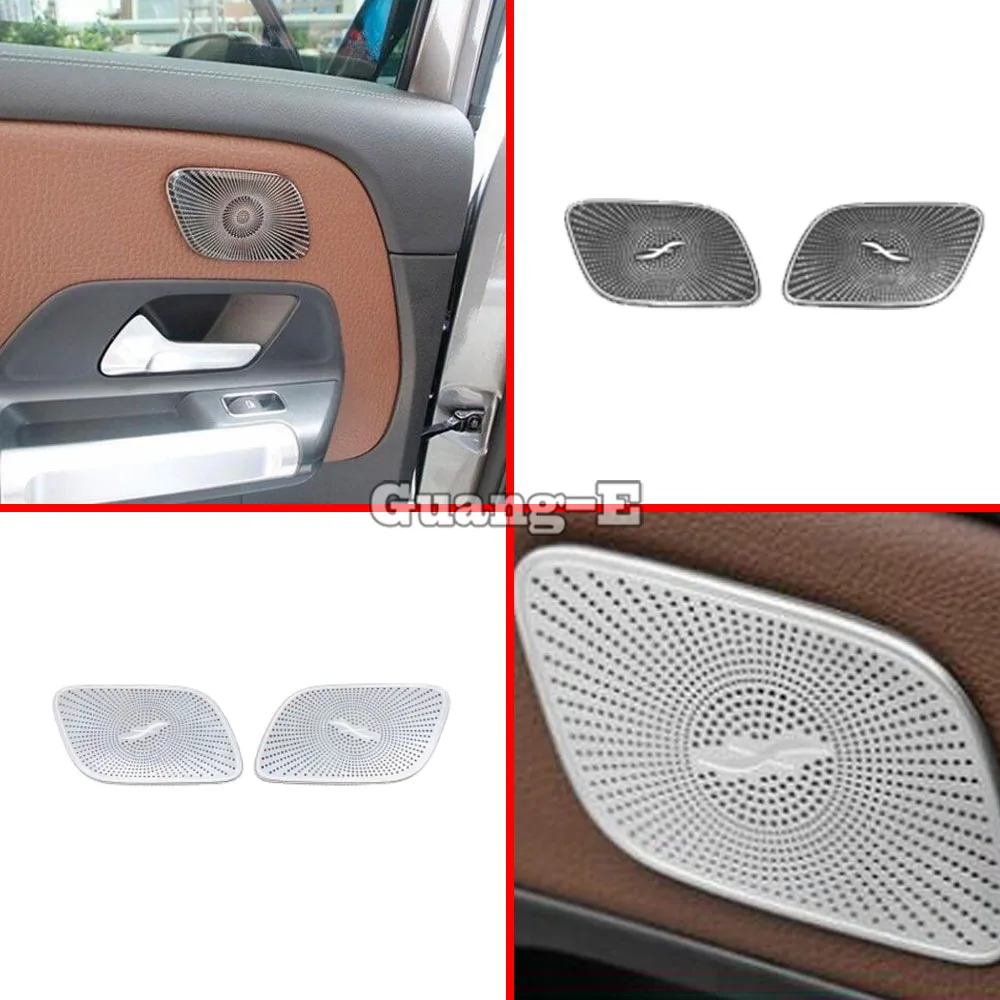 For Mercedes Benz GLB Class W247 X247 2019 2020 2021 2022 2023 Stainless Inside Back Rear Door Audio Speak Sound Ring Trim 2PCs