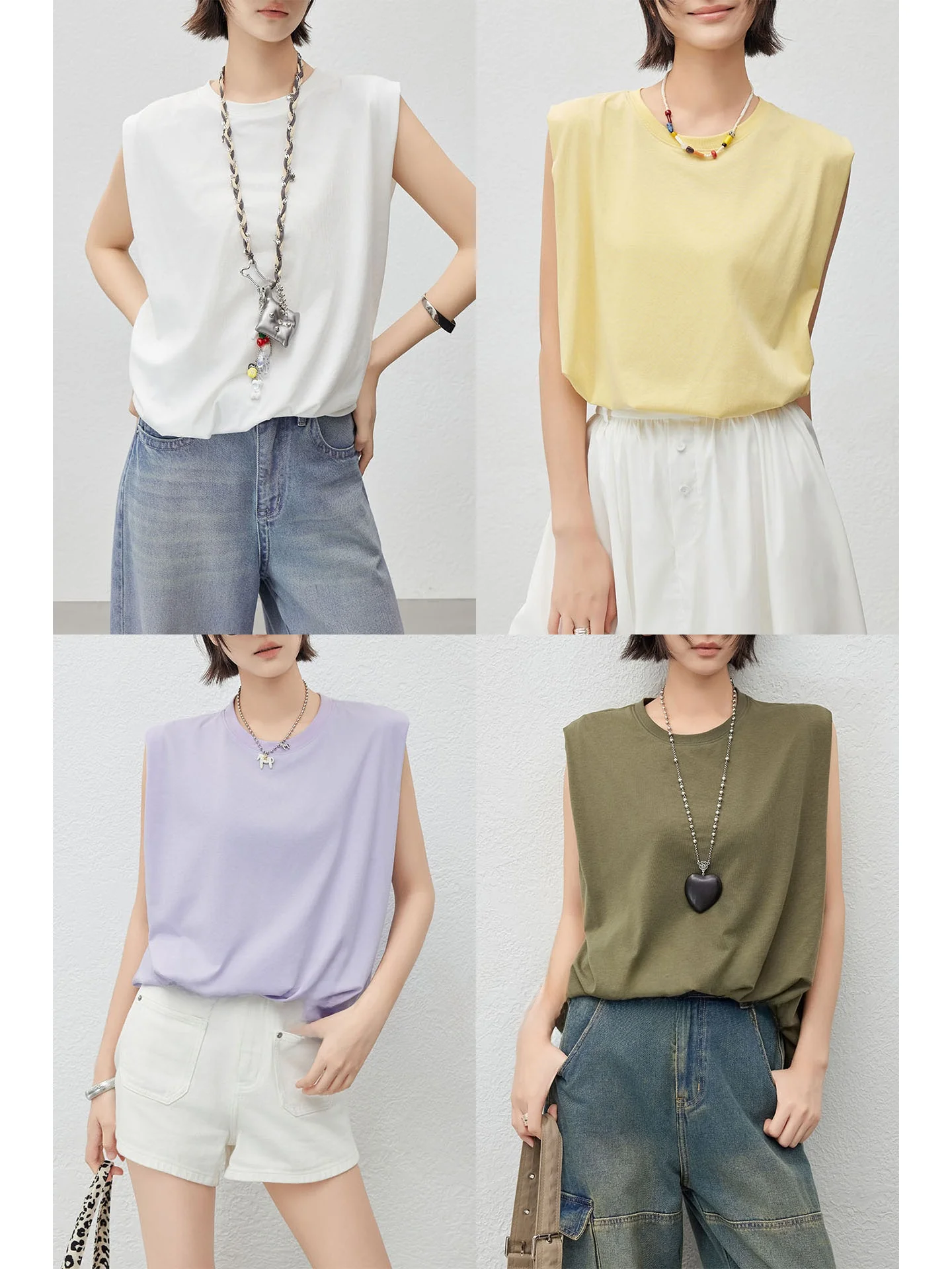 

Meiyang Floral Lace Tank Top round Ne Svel Summer Casual Loose Fit Women's Faion Asymmetrical Design Cotton Blend