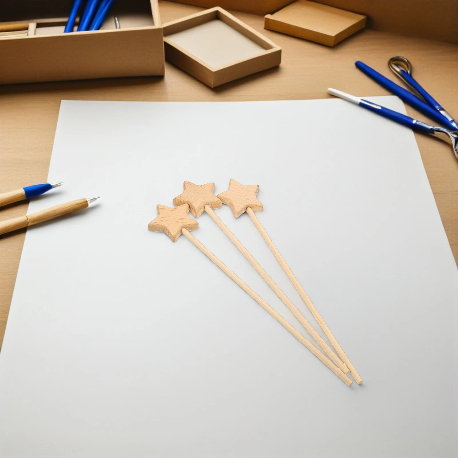 

10Pcs Unpainted Beech Wood Star Fairy Wands DIY Princess Wand Craft Kit Birthday Party Favors Wedding Costume Supplies