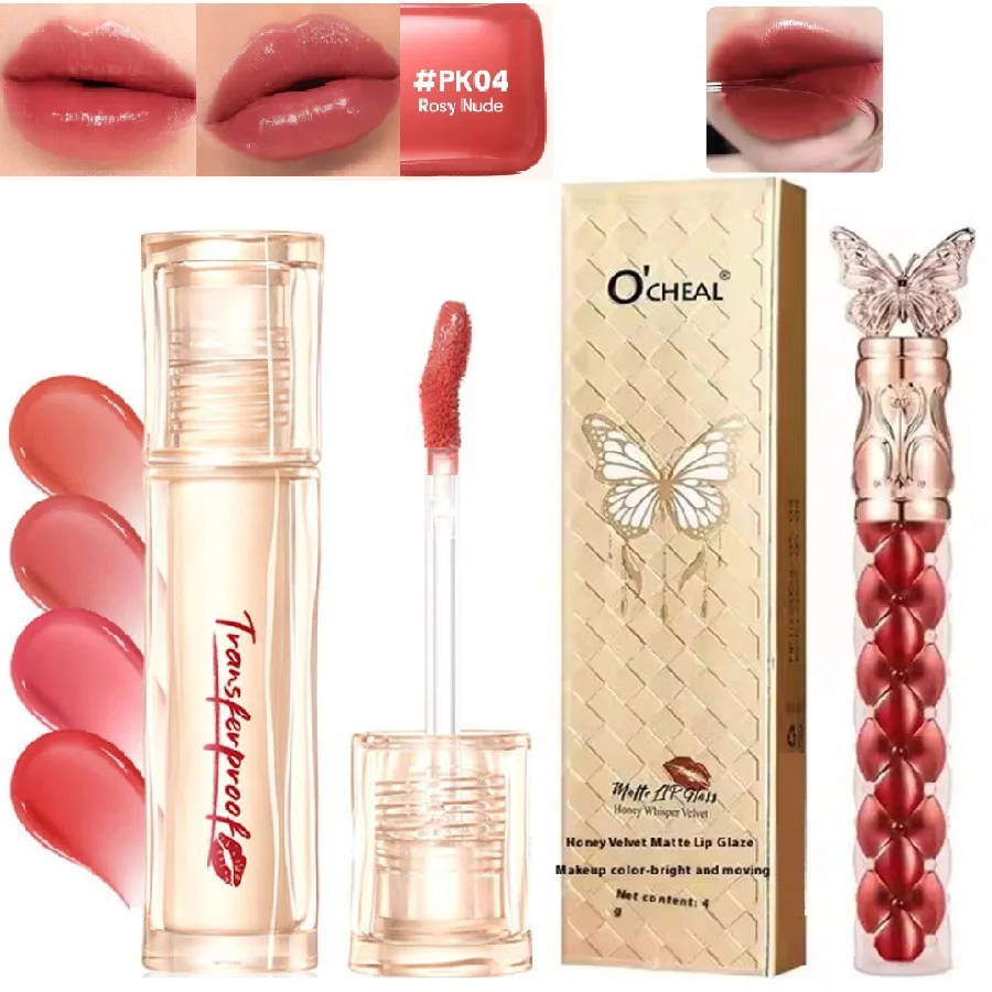 Lápiz labial líquido con brilho esmaltado, brilho de labios ligero resistente al agua, tinte labial hidratante a prueba de trans