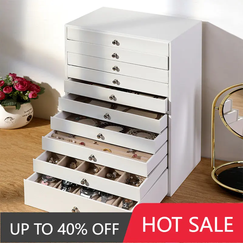 

Multi-Layer Jewelry Box, Necklace, Jewelry, Ten-Layer Storage Box, Large-Capacity, High-End Light Luxury Storage Cabinet