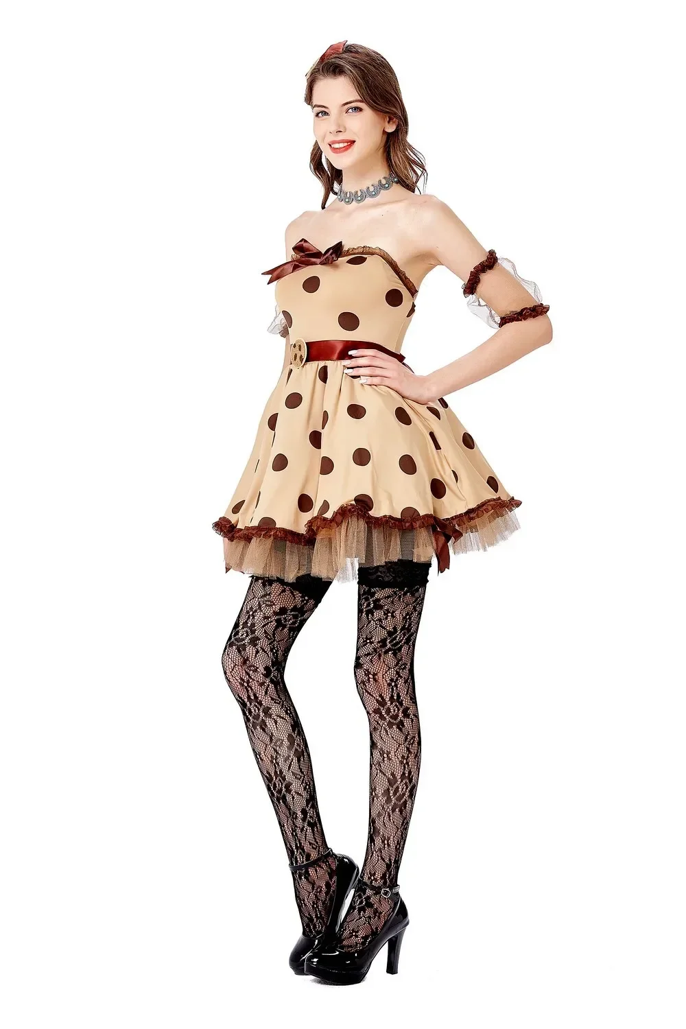 Costume d'Halloween pour Fille, Lingerie Sexy, Robe à Pois Ondulés, pour Femme