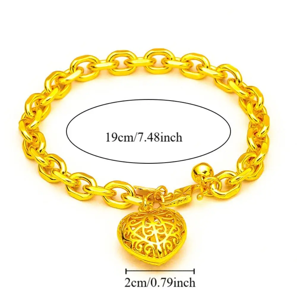 Forever Love Carve Love Heart Bracelet Exquisite Gold Good Luck Bangle Luxury Fortune Fashion Jewelry Women