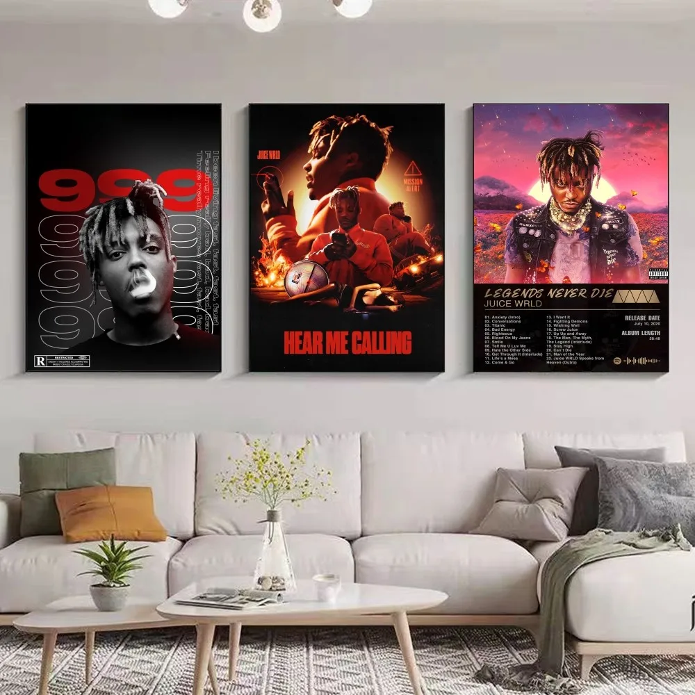 Hip-hop Juice WRLD Poster DIY Poster Kraft Paper Vintage Poster Wall Art Painting Study Stickers Big Szie Wall Painting