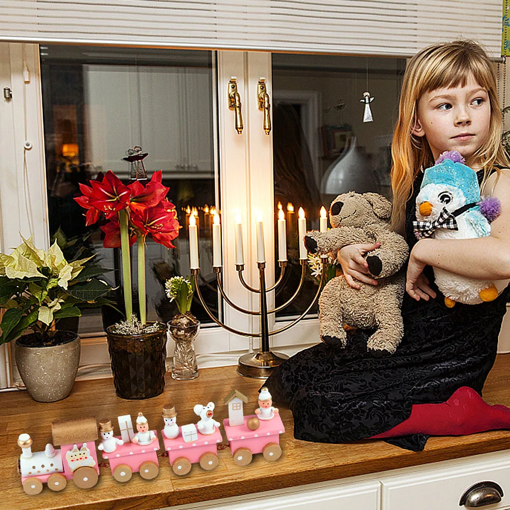 

2Pcs Wooden Christmas Train Ornaments Lightweight Desktop Decorations Charming Xmas Supply Decor Christmas Ornaments