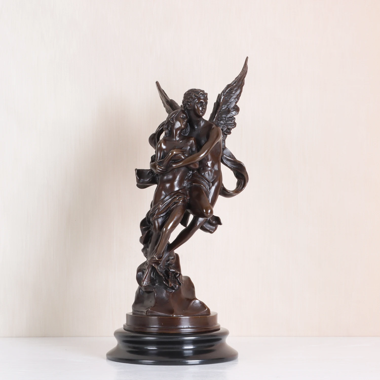 34CM Cupid and Psyche Bronze Statue Couple Love Sculpture Antique Greek God Art Anniversary Gift Ornament