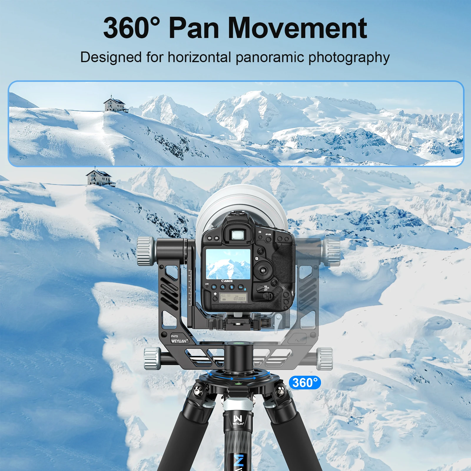 Gimbal Tripod Head WEYLLAN PH7S Professional Carbon Fiber Heavy Duty for DSLR Camera Telescope Up to 25kg Arca Swiss Q.R Plate