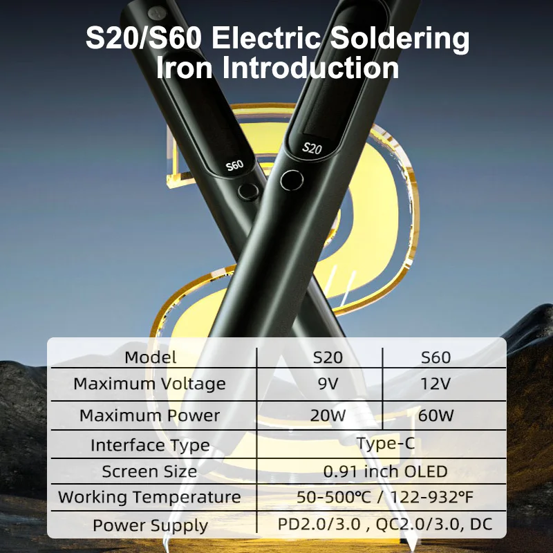 Nano soldador S60 Compatible con puntas de soldadura C210, uso para equipos electrónicos de precisión, reparación móvil, antiestático