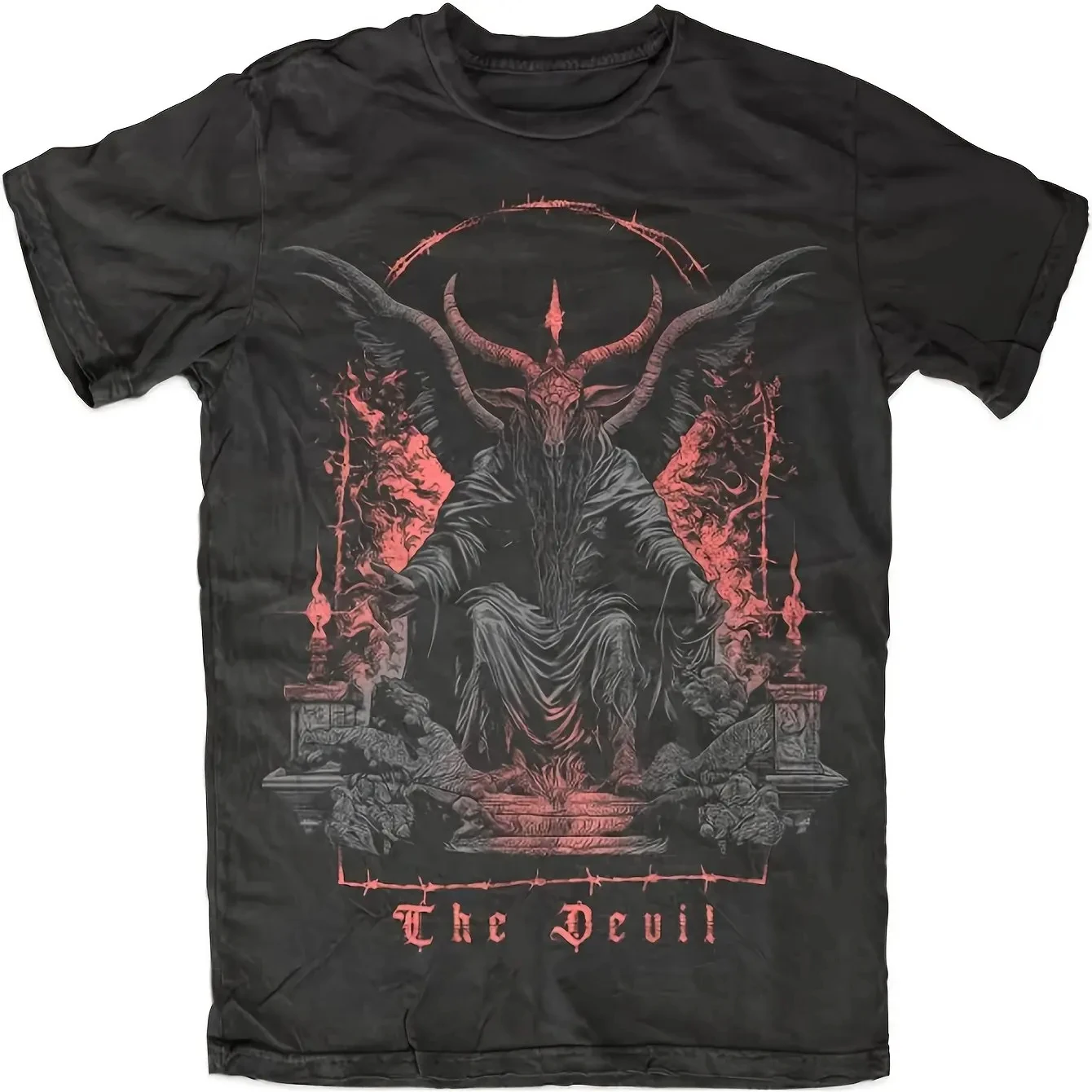 2025 Top Blackcraft Cult Graphic T-Shirt  Cotton Relaxed Fit Short Sleeve Tee with Gothic Skull Wings Design OverSized Tee