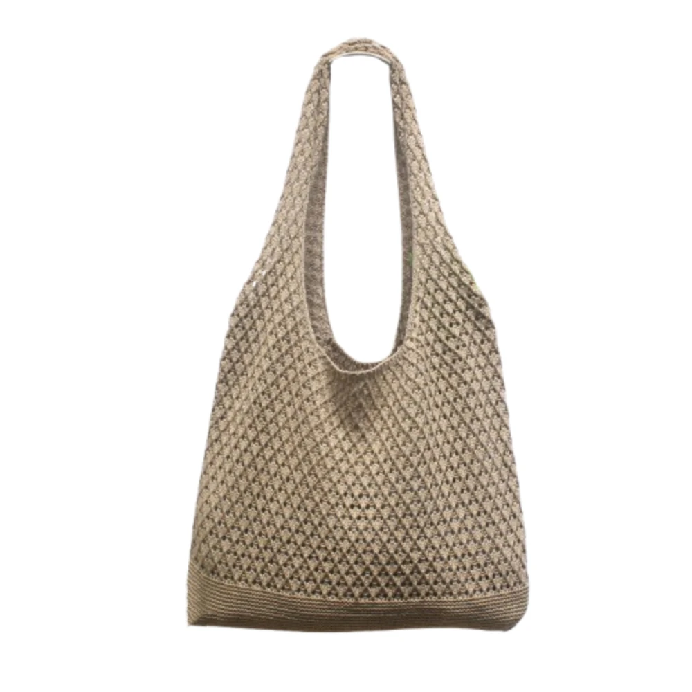 

Big Purses Solid Color Woven Shoulder Bag Hollow Casual Women Crochet Handbags Large Capacity Top-handle Knitted Tote Bag Travel
