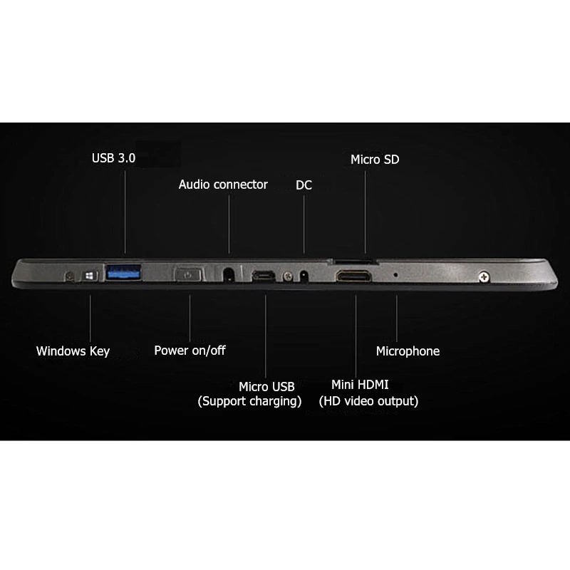 كمبيوتر لوحي S12 10.1 بوصة يعمل بنظام التشغيل Windows 10 مع لوحة مفاتيح 64 بت Intel x5-Z830 4GB RAM 32GB ROM 1280 x 800 IPS Dual Camar 1 * USB 3.0