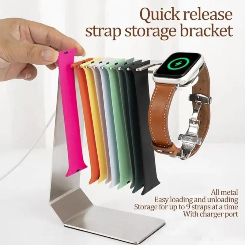 Suitable for Strap Storage Bracket Charger Stand for Apple Watch with Band Holder Desktop Steel Dock for iWatch Charging G1S2