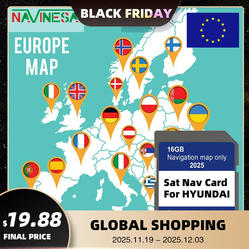 

New for Hyundai H1/i20/Santa Fe/Grand Santa Fe/Tucson Upgrade 2025 Navigation GEN2 Compact 2.X SD Card Europe UK Turkey Map