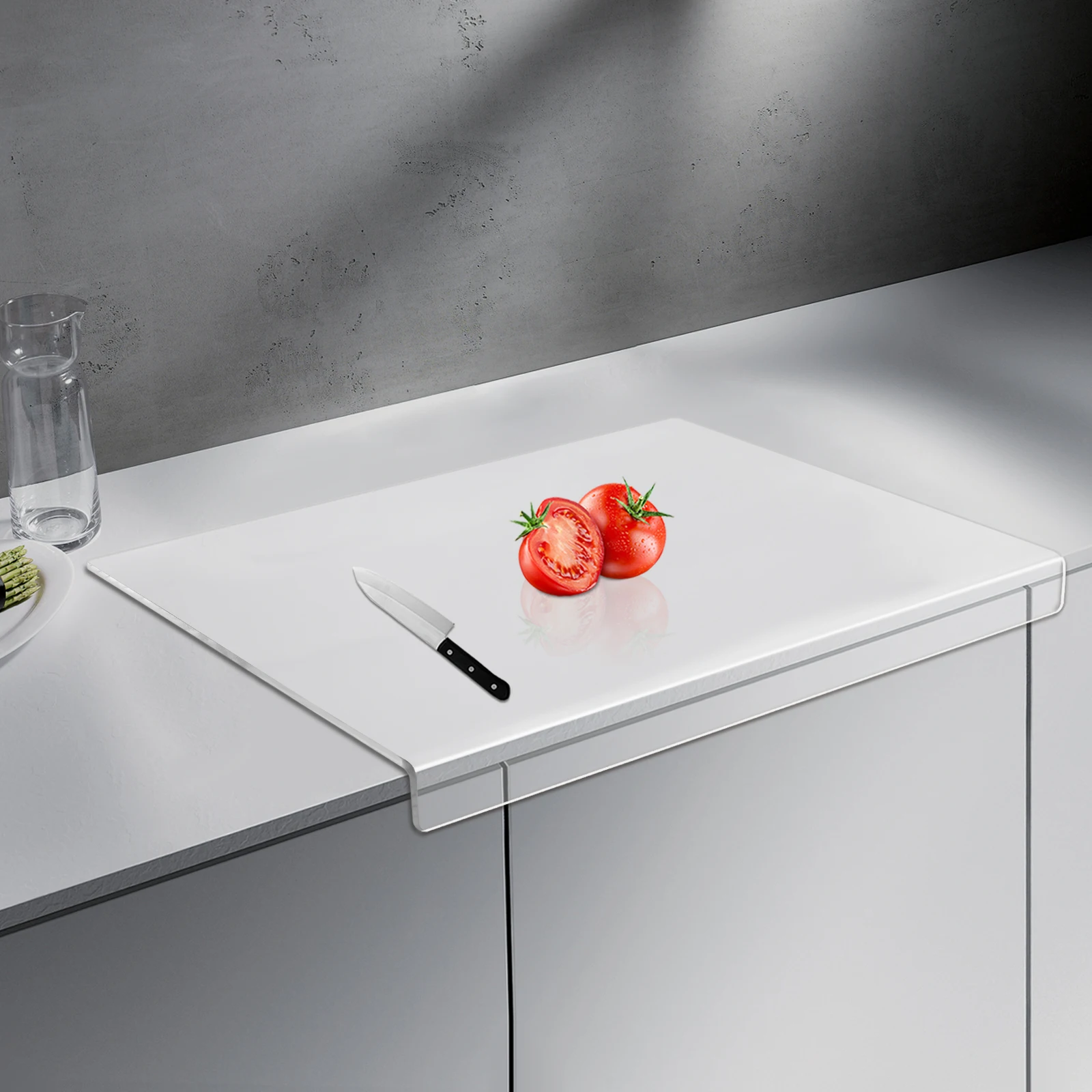 

Acrylic Cutting Boards，Clear Cutting Board for Countertop with Lip, Upgraded Thicker Non-Slip Transparent for Countertop