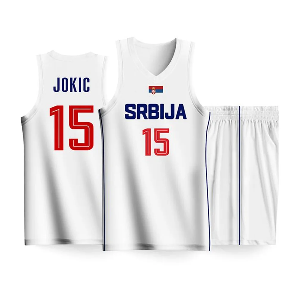 Nikola Jokic Serbia European Basketball League Jersey Set Quick Drying Casual Men's Top Oversized Breathable Loose Suit Clothing