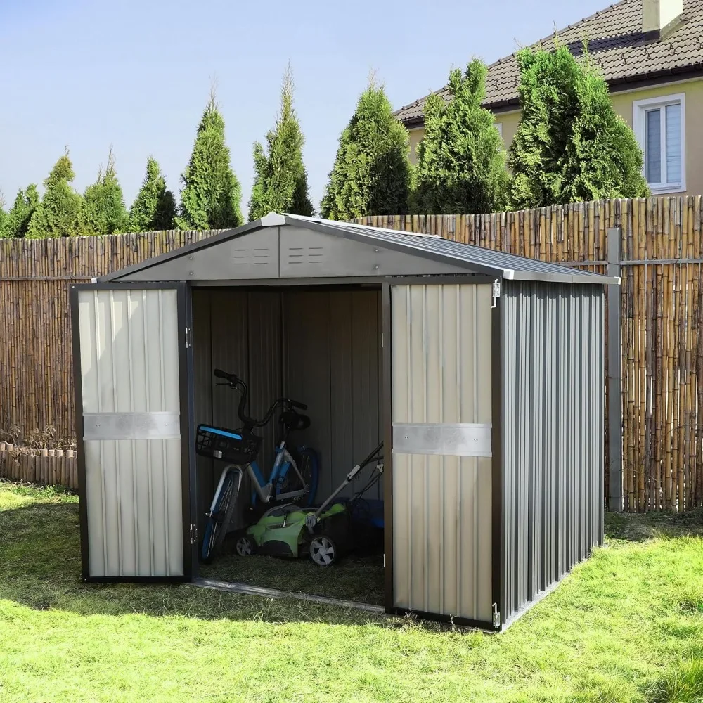 

10' X 12' Outdoor Storage Shed with Thickened Galvanized Steel, Lockable Doors, Air Vents, Lawn Patio Backyard Storage Shed