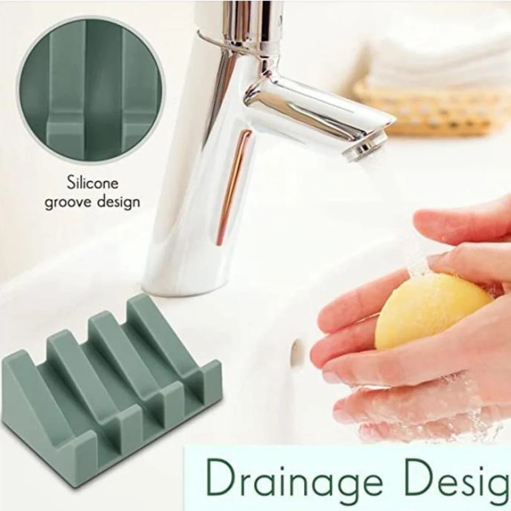 Silicone Self Draining Soap Tray Waterfall Shower Rack Soap Tray With Drainage Bathroom Kitchen Accessories Bandeja De Jabon