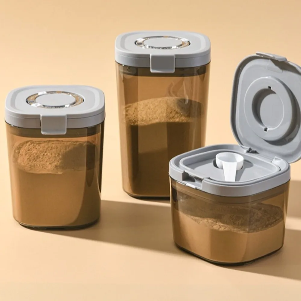 

Coffee Bean Can Milk Powder Jar Box with Scraper Spoon Reusable Food Sealed Box Food Grade Stackable Airtight Container Unisex