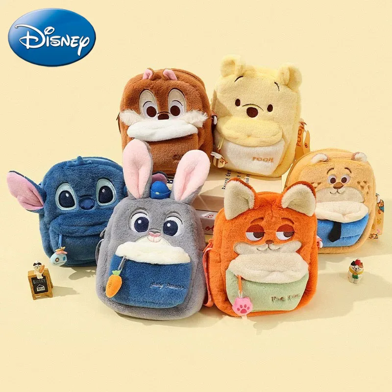 ديزني 2025 جديد الكرتون غرزة ويني الدب لطيف أفخم حقيبة كروسبودي خارج الشارع حقيبة كروسبودي دمية أفخم حقيبة الهاتف المحمول
