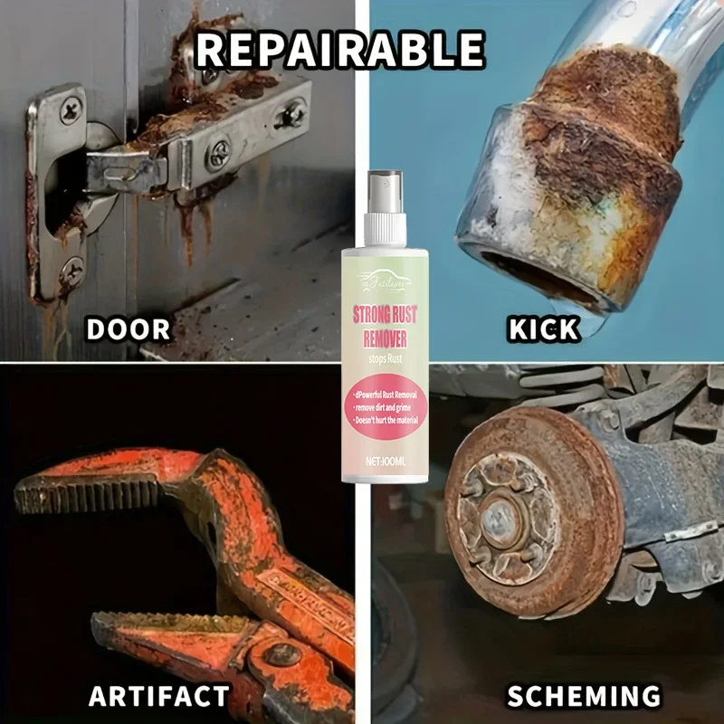 Universal Rust Removal Spray, Iron Out Rust Converter Spray, Metal Rust Remover, for Automobile Parts, Tires, Rims, Door