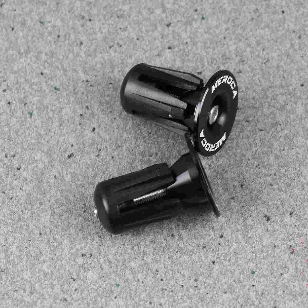 1 Pair Aluminum Alloy Mountain Bike Handle Plug M4X34mm Suitable for 22~24mm Grip Handlebar Plug (Black)