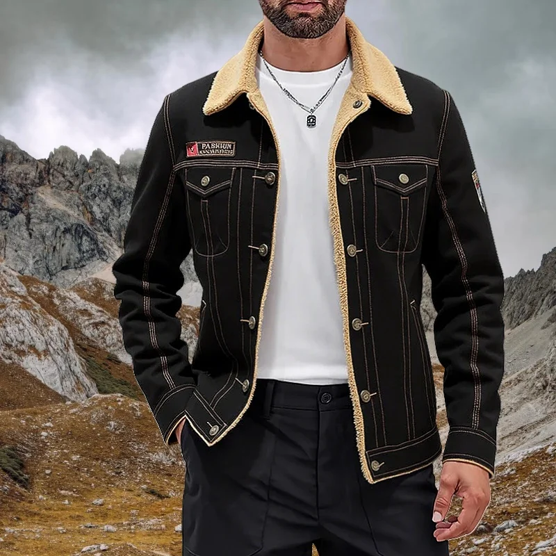 

2025 Autumn Winter Jacket Men's Fashion Hip Hop Thick Fleece Warm Work Jackets Men Hiking Hunting Cotton Cold-proof Parka Coat