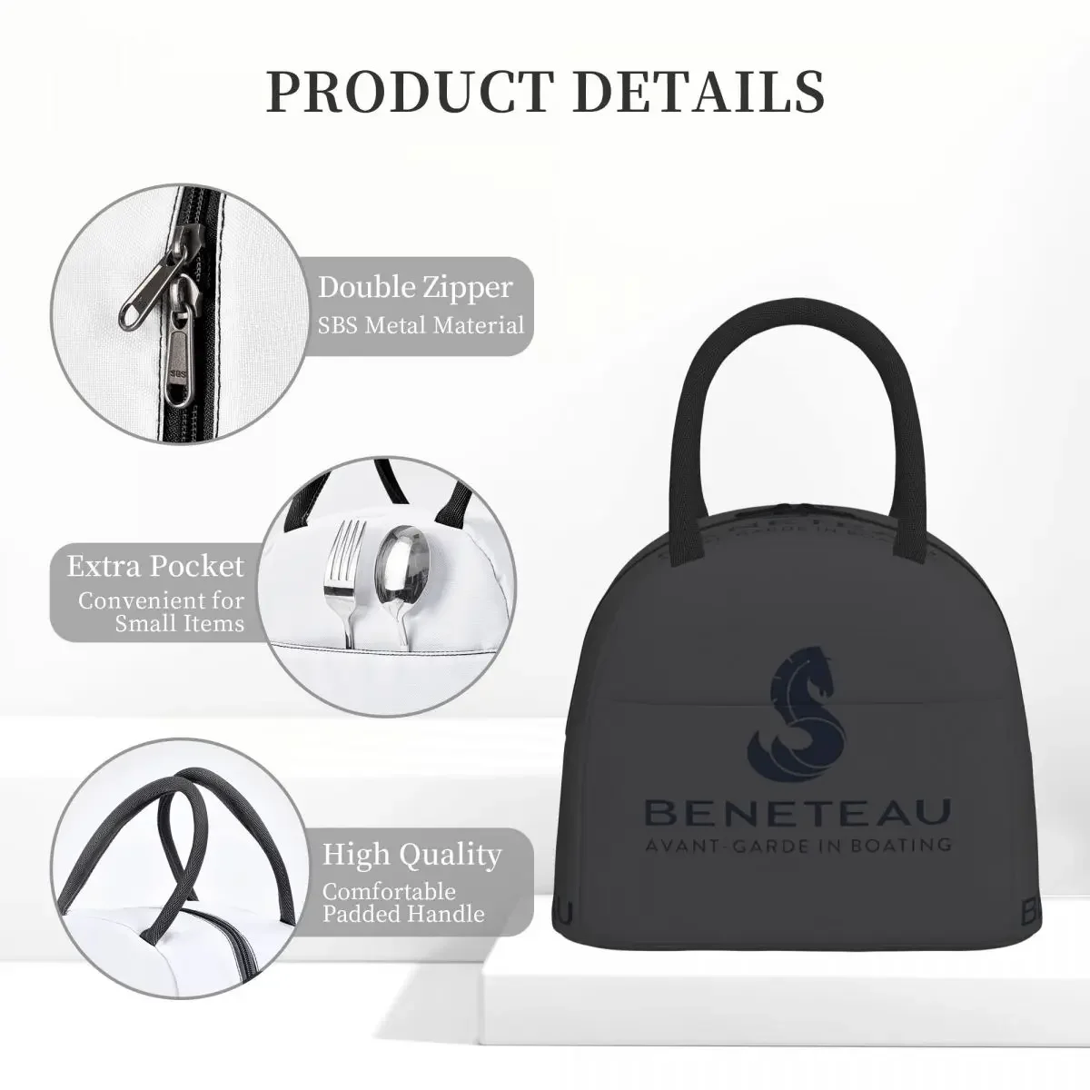 Beneteau Sailboat Sailing Yacht POCKET SIDE Insulated Lunch Bag for Kids School Cooler Thermal Lunch Boxes Container