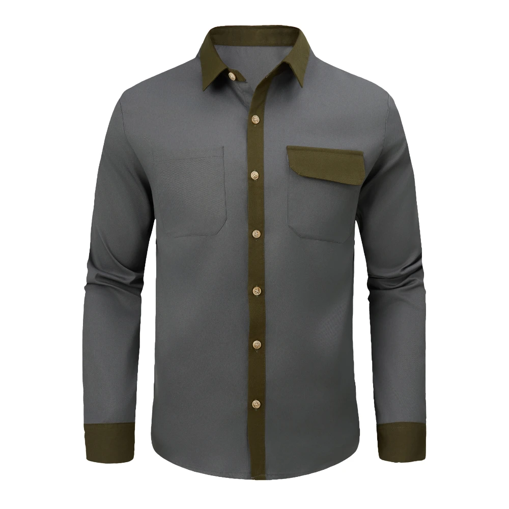 

COODRONY Brand Mens Shirts A&W Long Sleeve Business Casual Shirt Men With Real Pockets Fashion Color Collision XS - XXL 1001