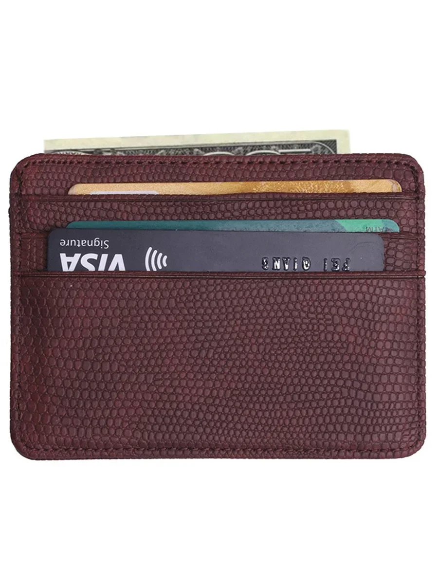 Mini portefeuille de voyage en cuir PU, porte-cartes, motif lézard, fenêtre d'identification, étui pour hommes et femmes, organisateur de portefeuille Compact