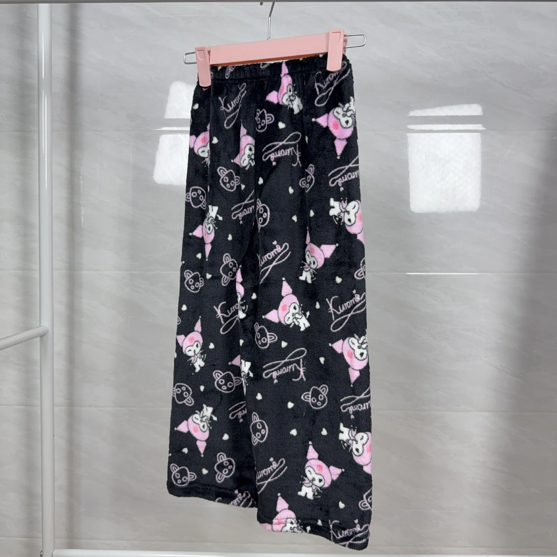 

Kawaii Hello Kitty Autumn Winter Cartoon Children's Sleeping Pants Thickened Flannel Casual Men Women's Clothing Warm Home Pants