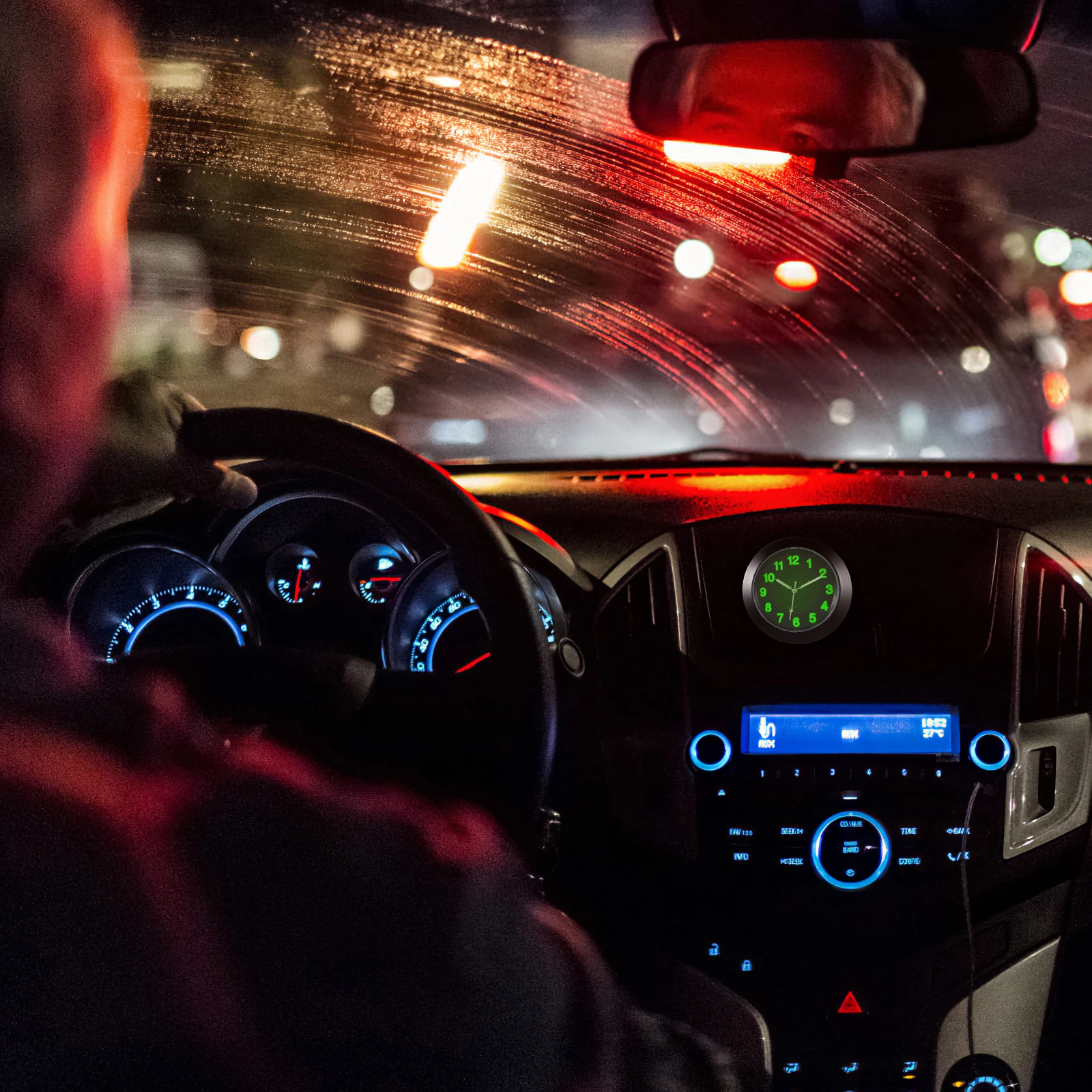 

For Air Vent Black Mini Dashboard Auto Interior Decor Dash Dashboard Digital Dash Clock Clock