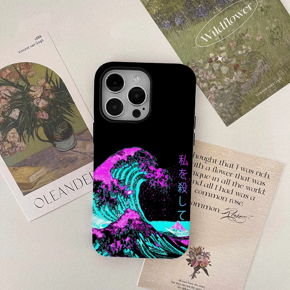 Aesthetic The Great Wave Off Kanagaw Phone Case Film Shell For IPhone 16 15 14 13 12 11 Pro Max Plus