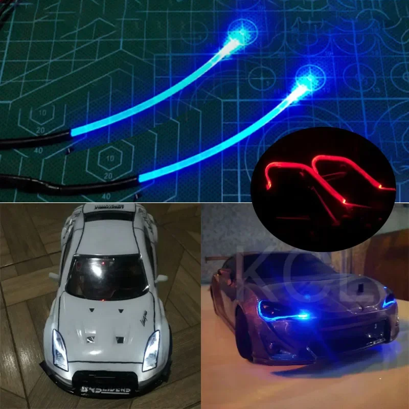 2Pcs LED Daytime Running Light Chassis Lamp Tail Light for 1/10 RC Crawler Drift Flat Sports Car TRX4 AXIAL SCX10 Tamiya CC01