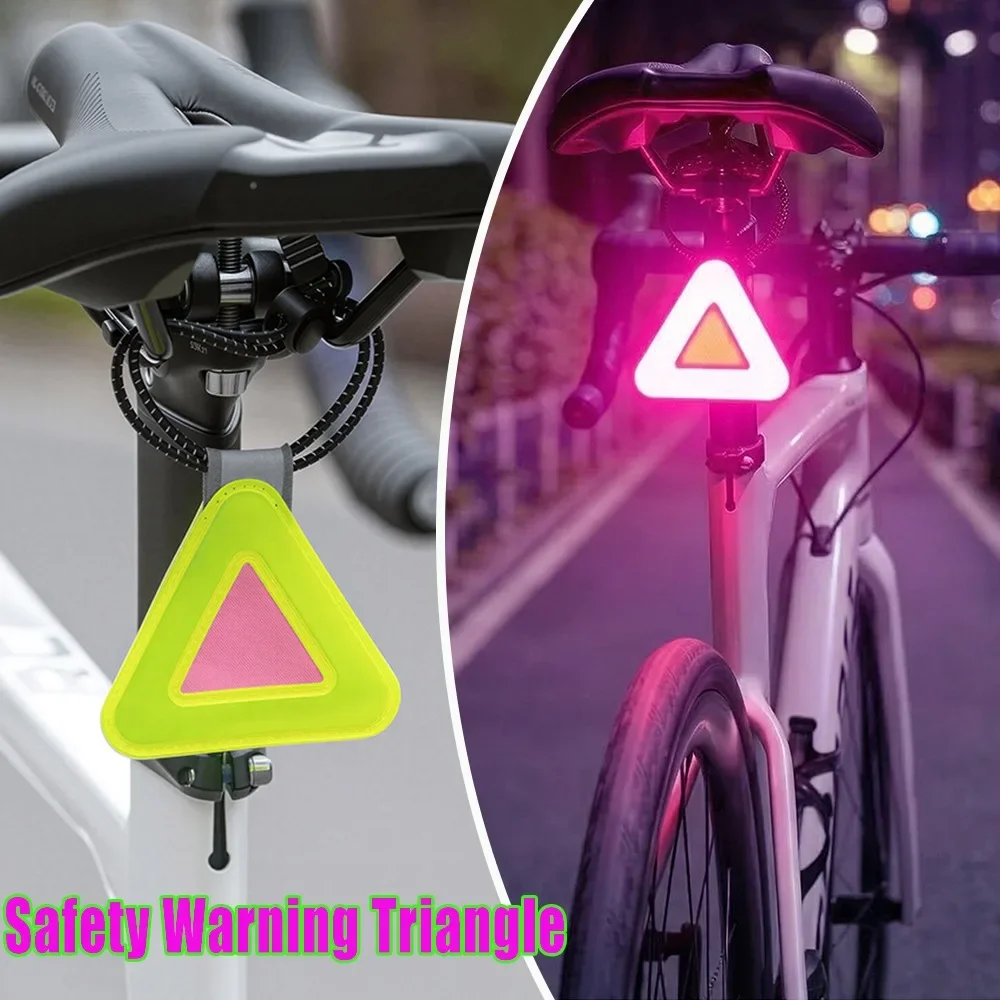 Sichtbarkeit bei Nachtfahrten Sicherheitswarn-Dreieck-Anhänger Multifunktionales Elastisches Reflektierendes Fahrrad-Dreieck-Schild Fahrradsattel – Detail 1