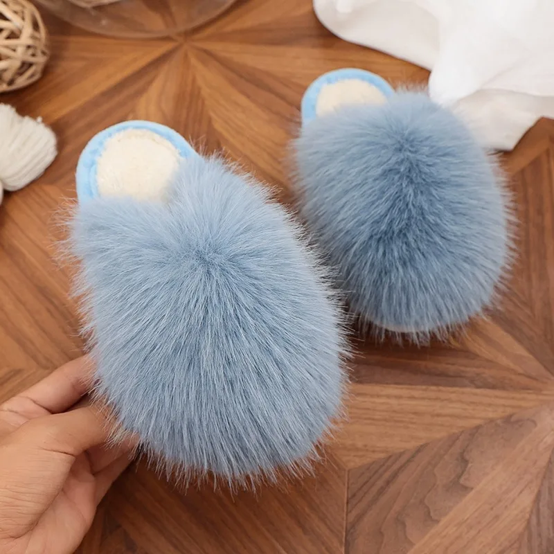 JGSHOWKITO New Winter Kids Plush Slippers Warm Soft Fluffy Home Causal Shoes for Boys Girls Non-slip Children Cotton Slippers - view 4