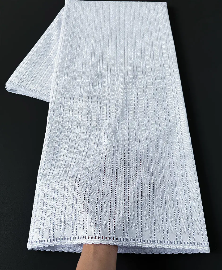 Soft Egyptian Cotton Lace For Men and Women Polished African Voile Fabric High quality 5 yards Nigerian Dubai Couple Swiss Wear