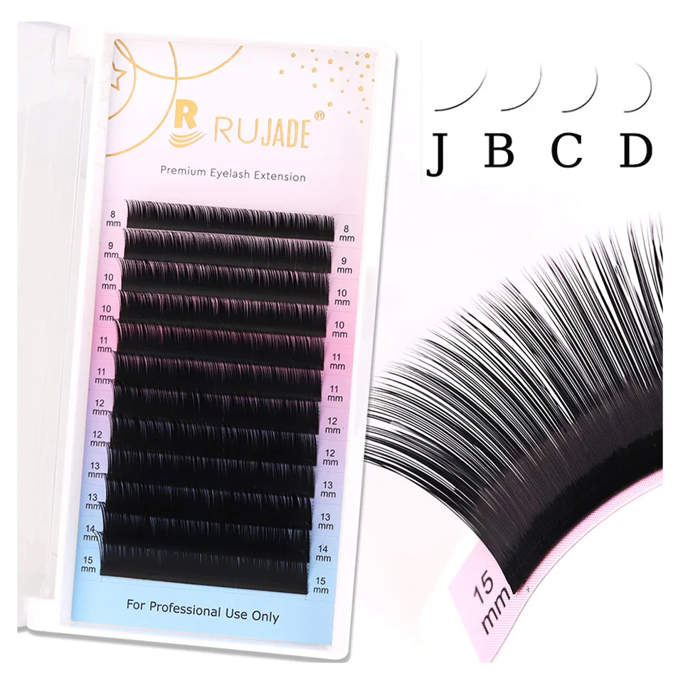 RUJADE 5-20mm Bottom Eyelashes Extensions J B C D Curl Lower Lashes Soft Under Eyelash Short Eyebrow 0.03 Volume Cashmere Lashes